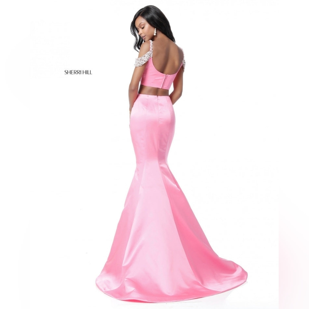 Sherri Hill #51713 BLACK Two-Piece Fully Beaded Prom Gown, Size 0 - Picture 4 of 7